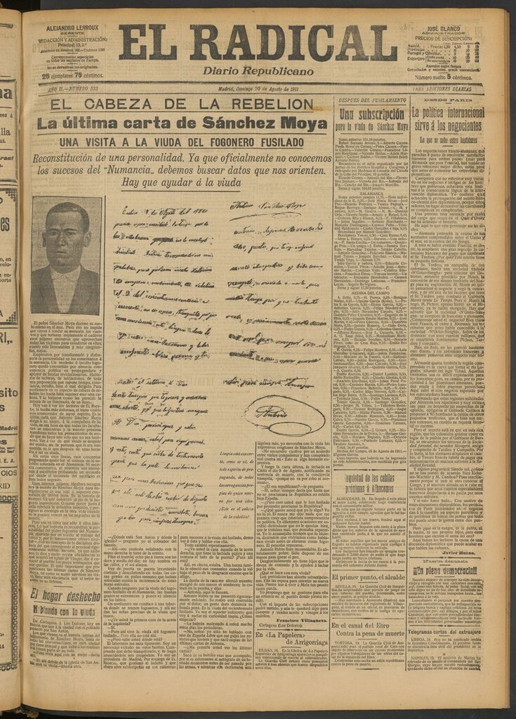 Miniatura de El Radical: diario republicano del 20 de agosto de 1911
