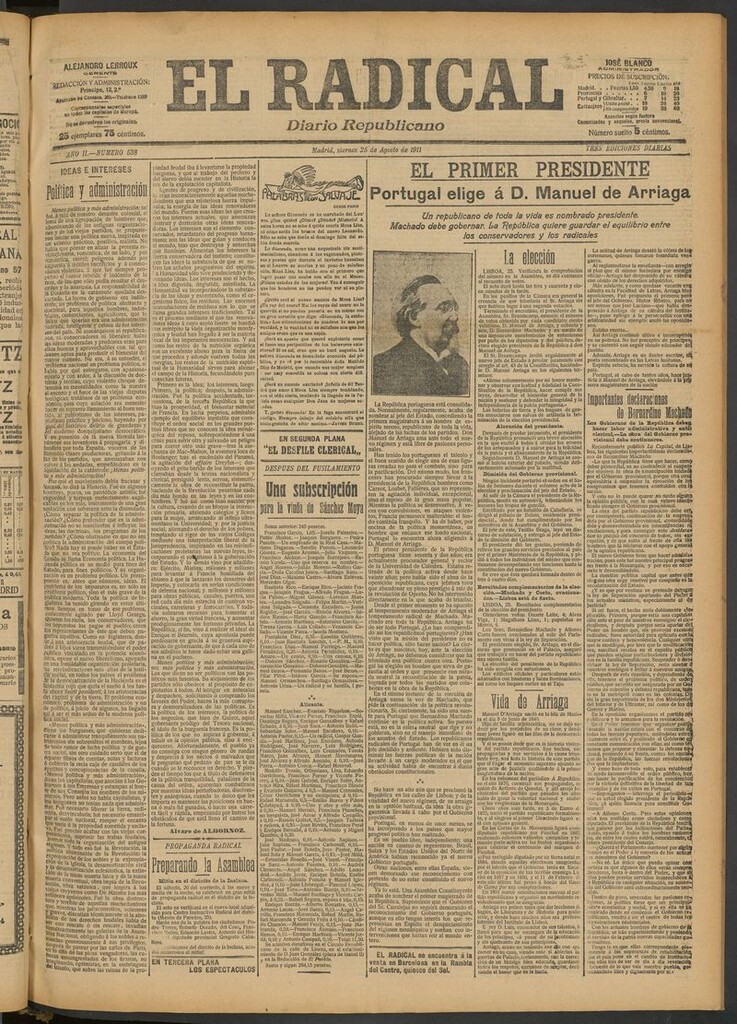 Miniatura de El Radical: diario republicano del 25 de agosto de 1911