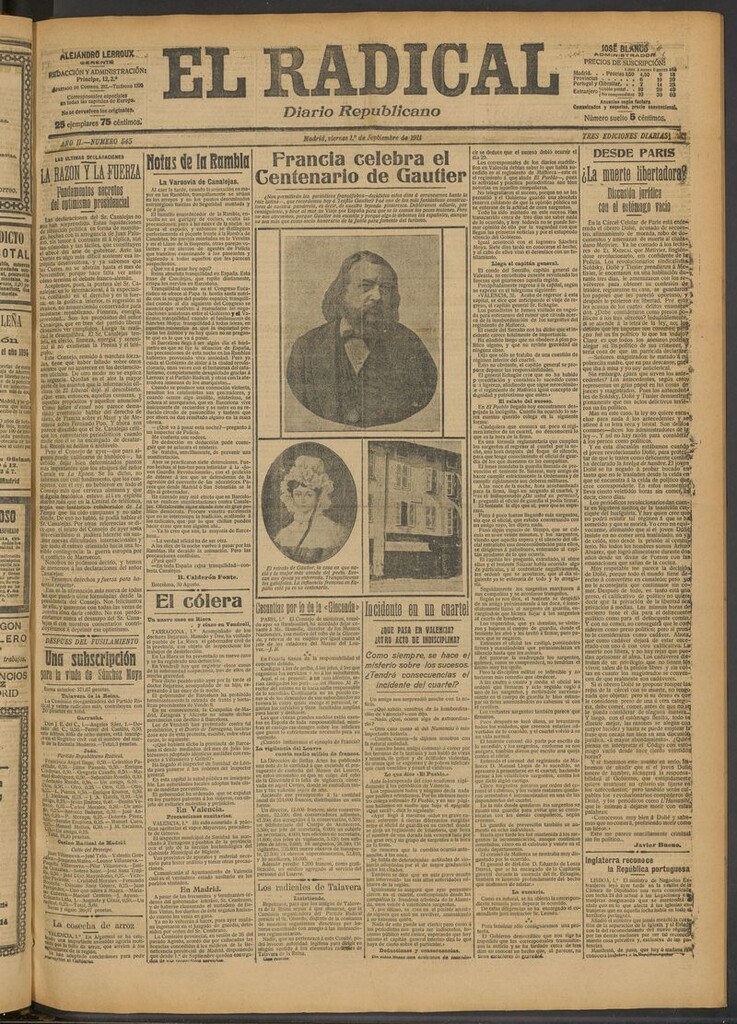 Miniatura de El Radical: diario republicano del 1 de septiembre de 1911