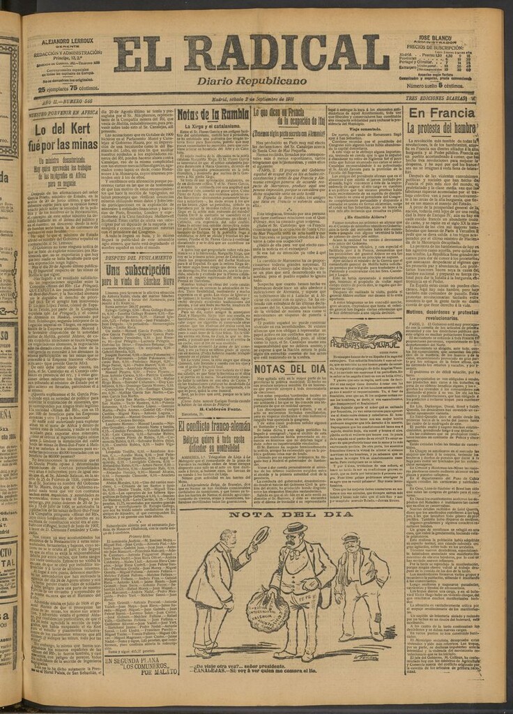 Miniatura de El Radical: diario republicano del 2 de septiembre de 1911