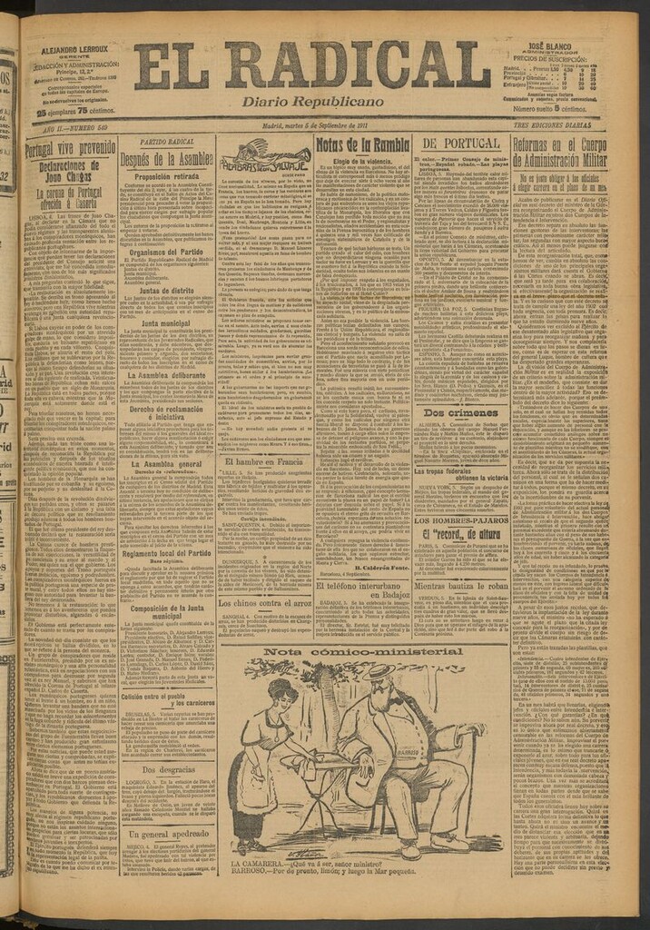 Miniatura de El Radical: diario republicano del 5 de septiembre de 1911
