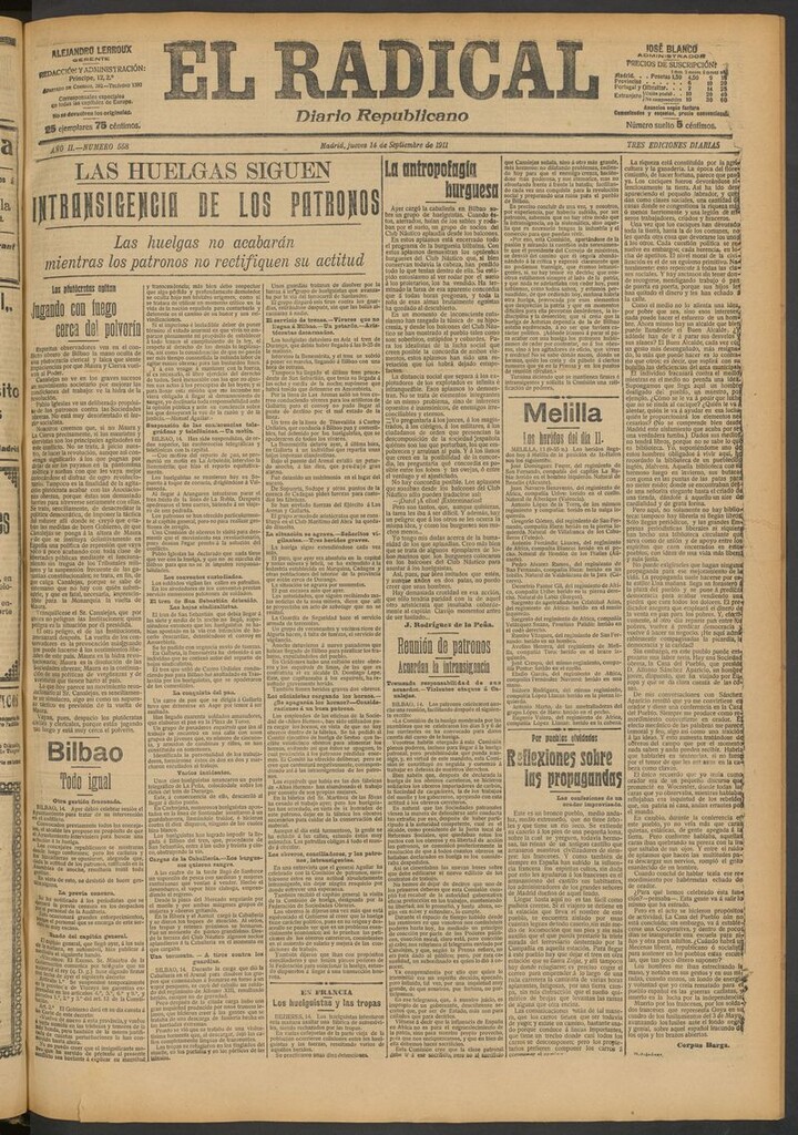 Miniatura de El Radical: diario republicano del 14 de septiembre de 1911