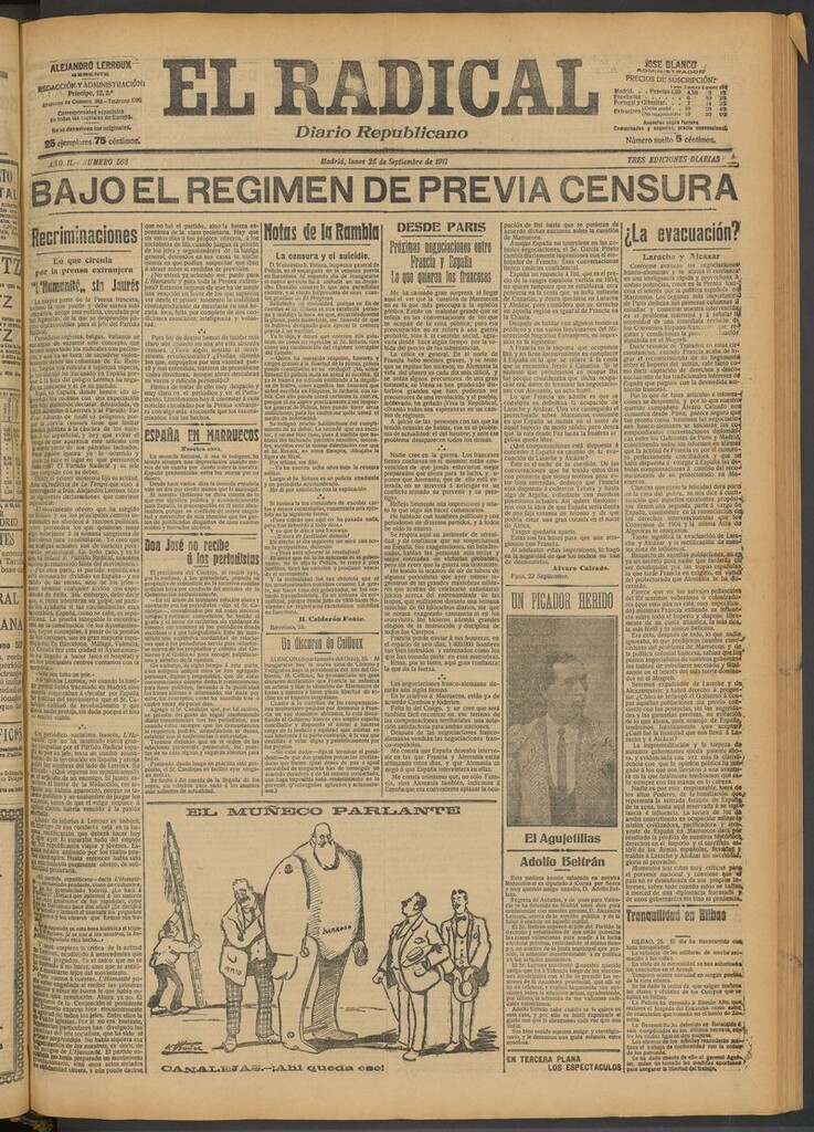 Miniatura de El Radical: diario republicano del 25 de septiembre de 1911
