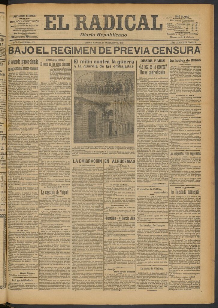 Miniatura de El Radical: diario republicano del 27 de septiembre de 1911