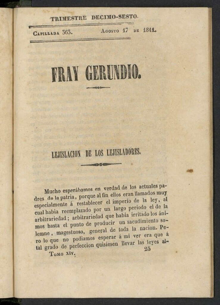 Miniatura de Fr. Gerundio: periódico satírico de política y costumbres del 17 de agosto de 1841, capillada 363