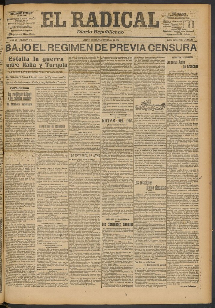Miniatura de El Radical: diario republicano del 30 de septiembre de 1911