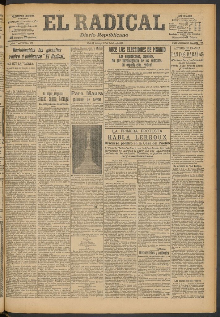 Miniatura de El Radical: diario republicano del 22 de octubre de 1911