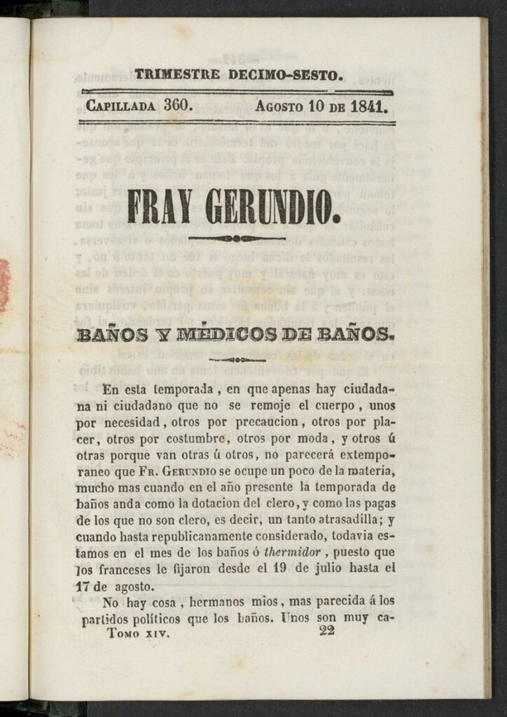 Miniatura de Fr. Gerundio: periódico satírico de política y costumbres del 10 de agosto de 1841, capillada 360
