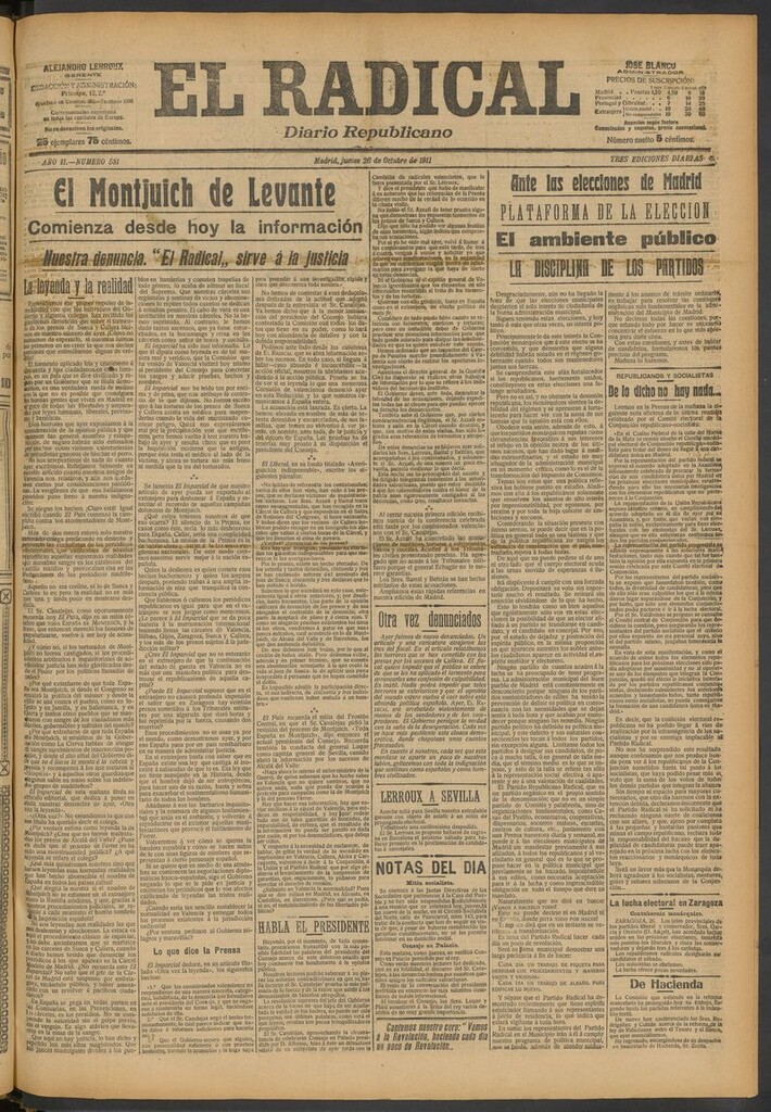 Miniatura de El Radical: diario republicano del 26 de octubre de 1911