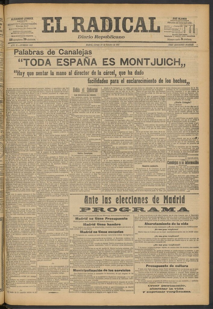 Miniatura de El Radical: diario republicano del 27 de octubre de 1911