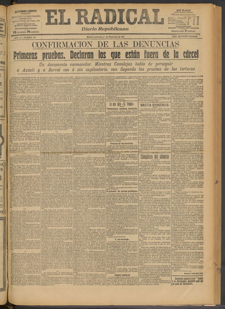 Miniatura de El Radical: diario republicano del 1 de noviembre de 1911