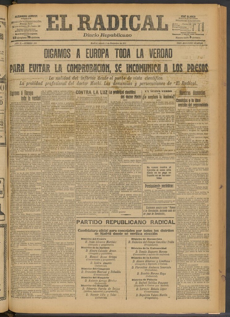 Miniatura de El Radical: diario republicano del 4 de noviembre de 1911