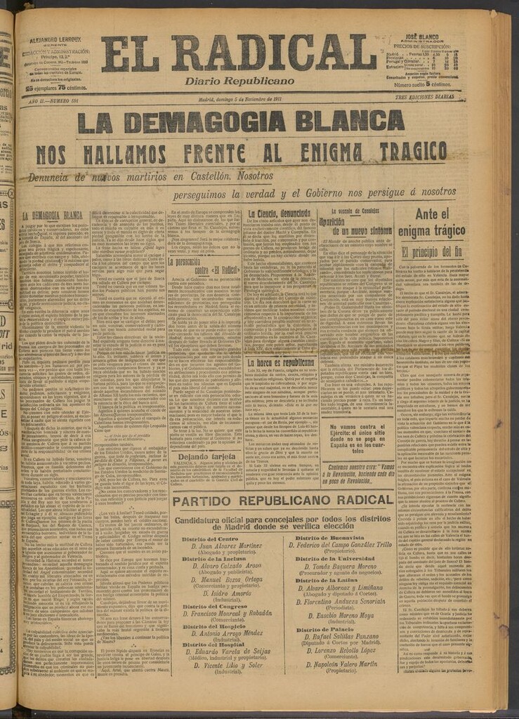 Miniatura de El Radical: diario republicano del 5 de noviembre de 1911