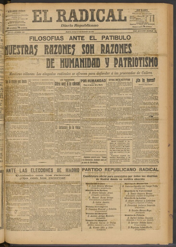 Miniatura de El Radical: diario republicano del 10 de noviembre de 1911