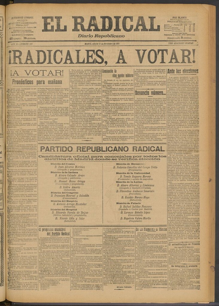 Miniatura de El Radical: diario republicano del 11 de noviembre de 1911
