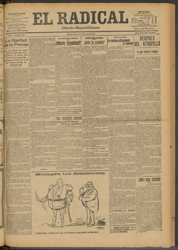 Miniatura de El Radical: diario republicano del 14 de noviembre de 1911