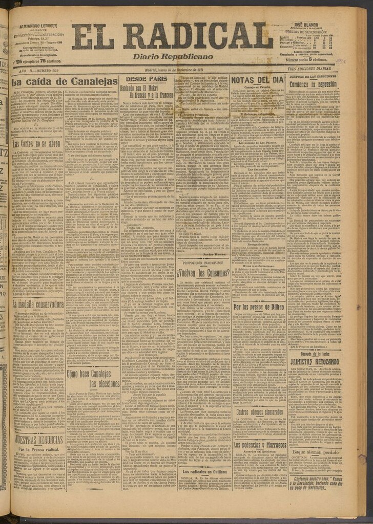 Miniatura de El Radical: diario republicano del 16 de noviembre de 1911