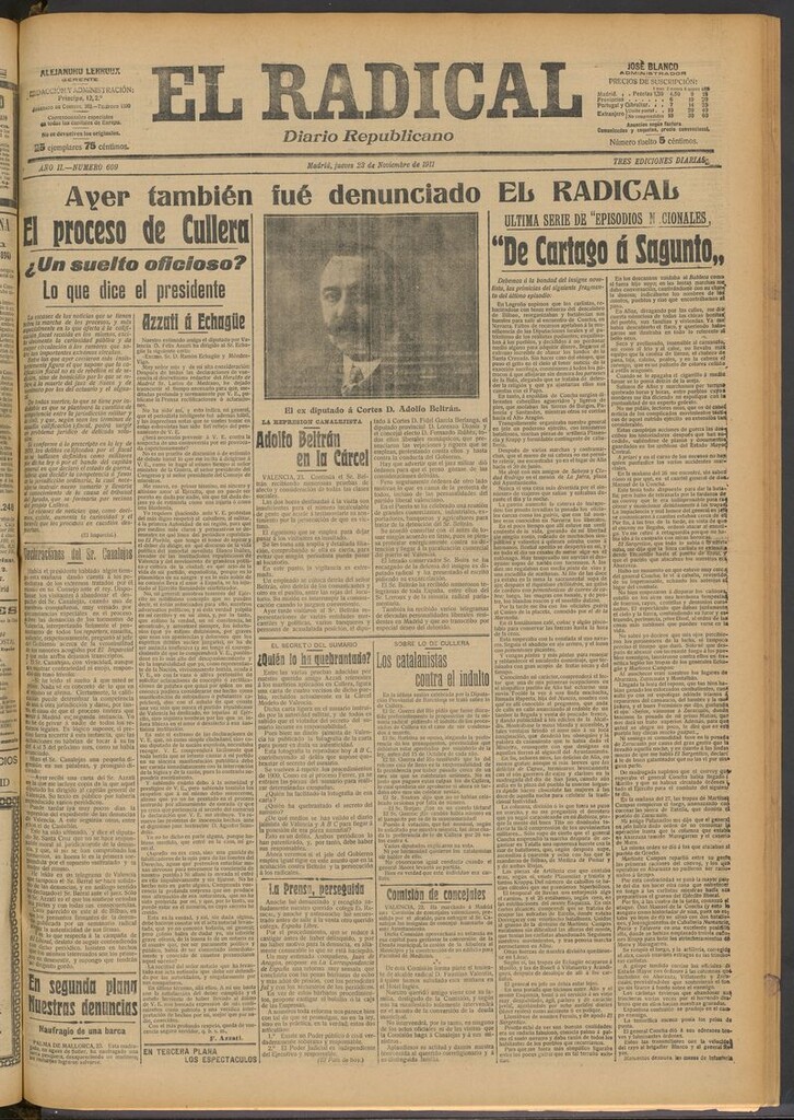 Miniatura de El Radical: diario republicano del 23 de noviembre de 1911