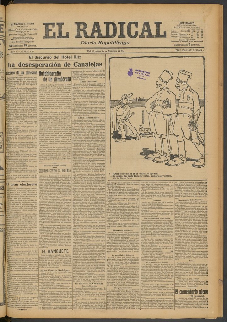 Miniatura de El Radical: diario republicano del 24 de noviembre de 1911
