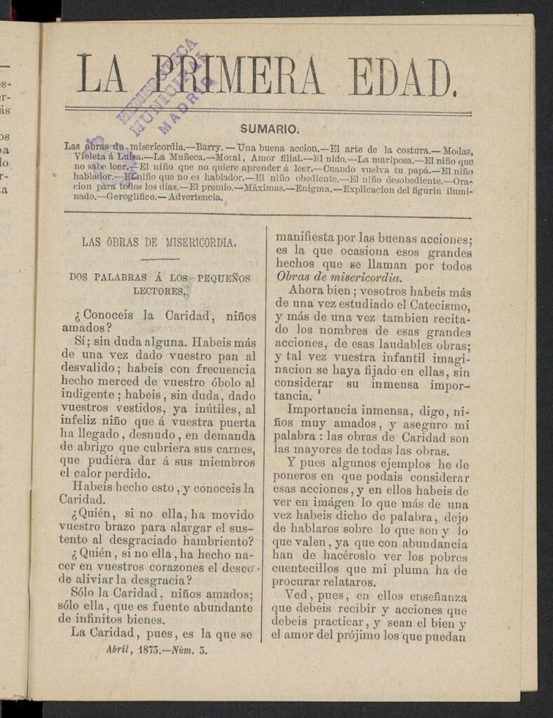 Miniatura de La Primera Edad de abril de 1873, nº 3