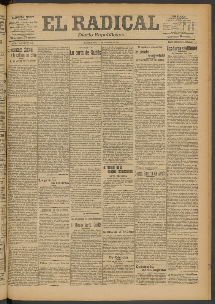 Miniatura de El Radical: diario republicano del 1 de diciembre de 1911