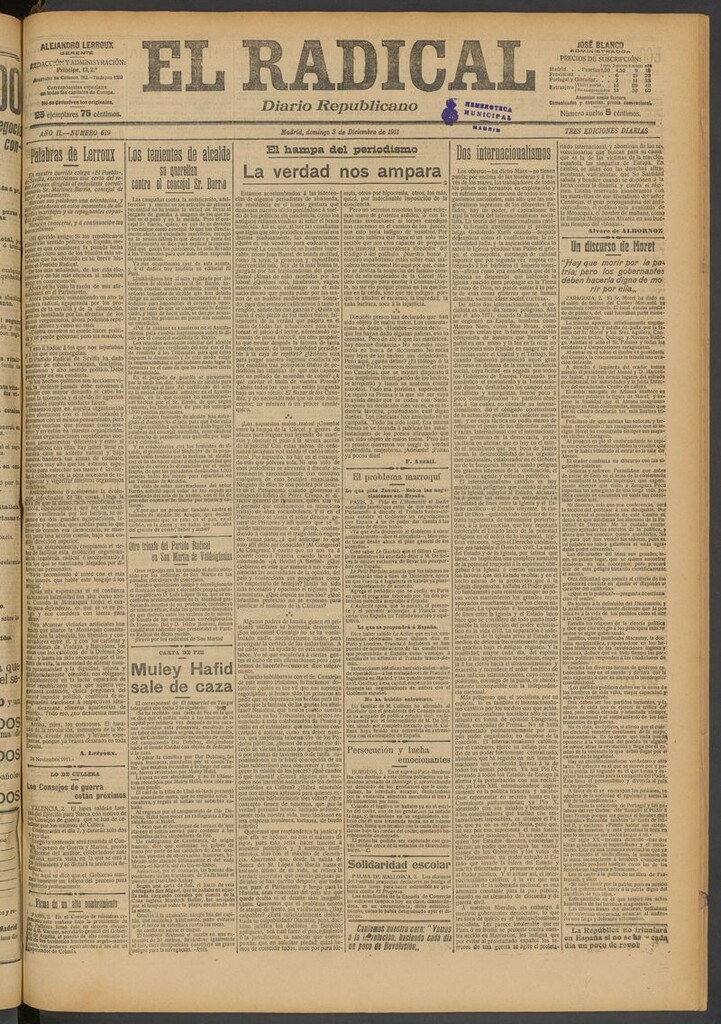 Miniatura de El Radical: diario republicano del 3 de diciembre de 1911