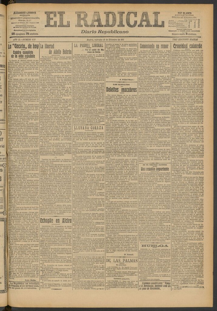 Miniatura de El Radical: diario republicano del 13 de diciembre de 1911