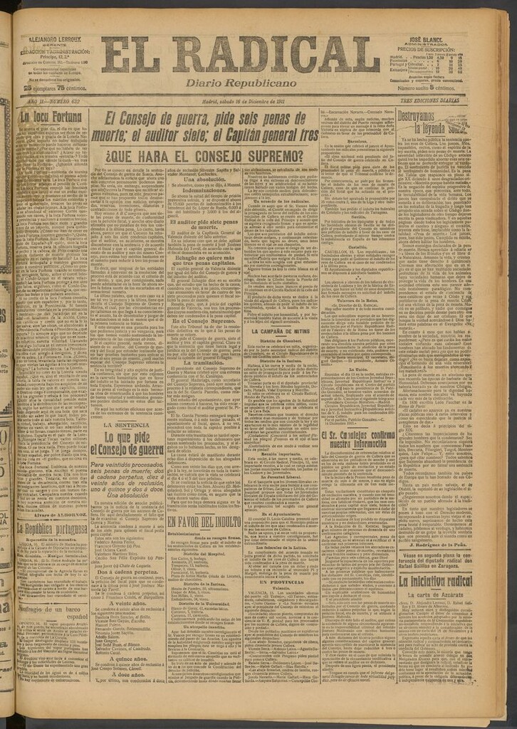 Miniatura de El Radical: diario republicano del 16 de diciembre de 1911