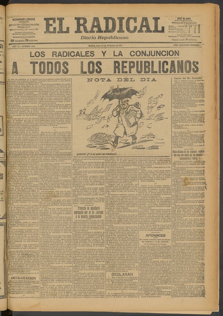 Miniatura de El Radical: diario republicano del 18 de diciembre de 1911
