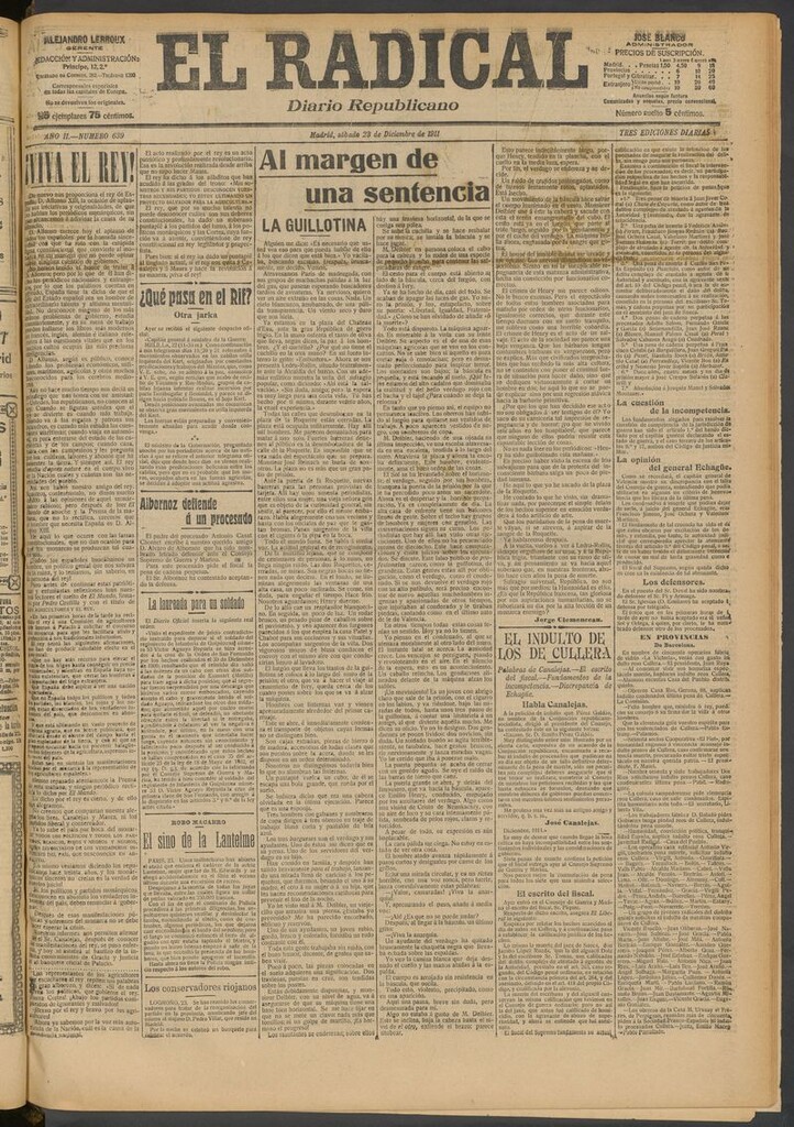 Miniatura de El Radical: diario republicano del 23 de diciembre de 1911
