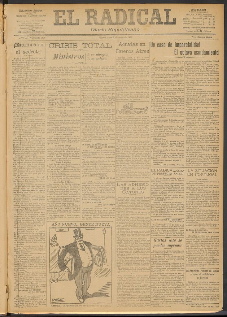 Miniatura de El Radical: diario republicano del 2 de enero de 1911