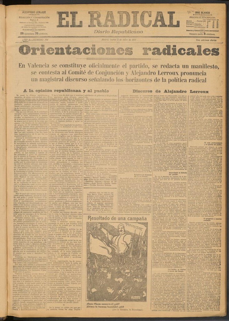 Miniatura de El Radical: diario republicano del 3 de enero de 1911