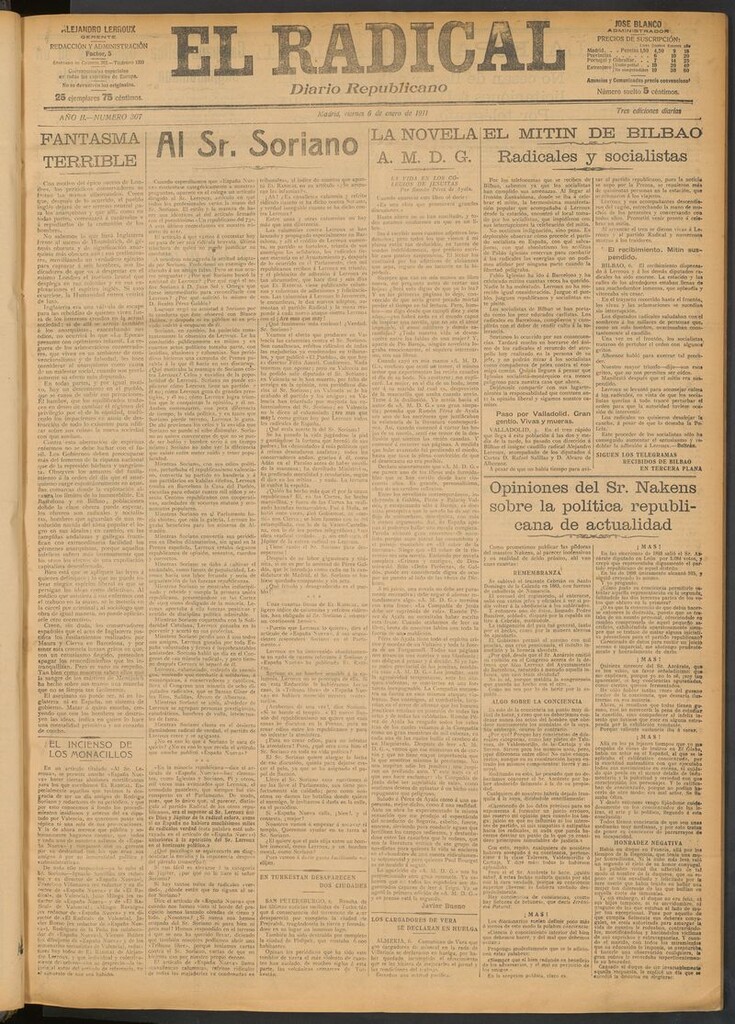 Miniatura de El Radical: diario republicano del 6 de enero de 1911