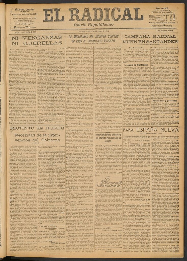 Miniatura de El Radical: diario republicano del 8 de enero de 1911