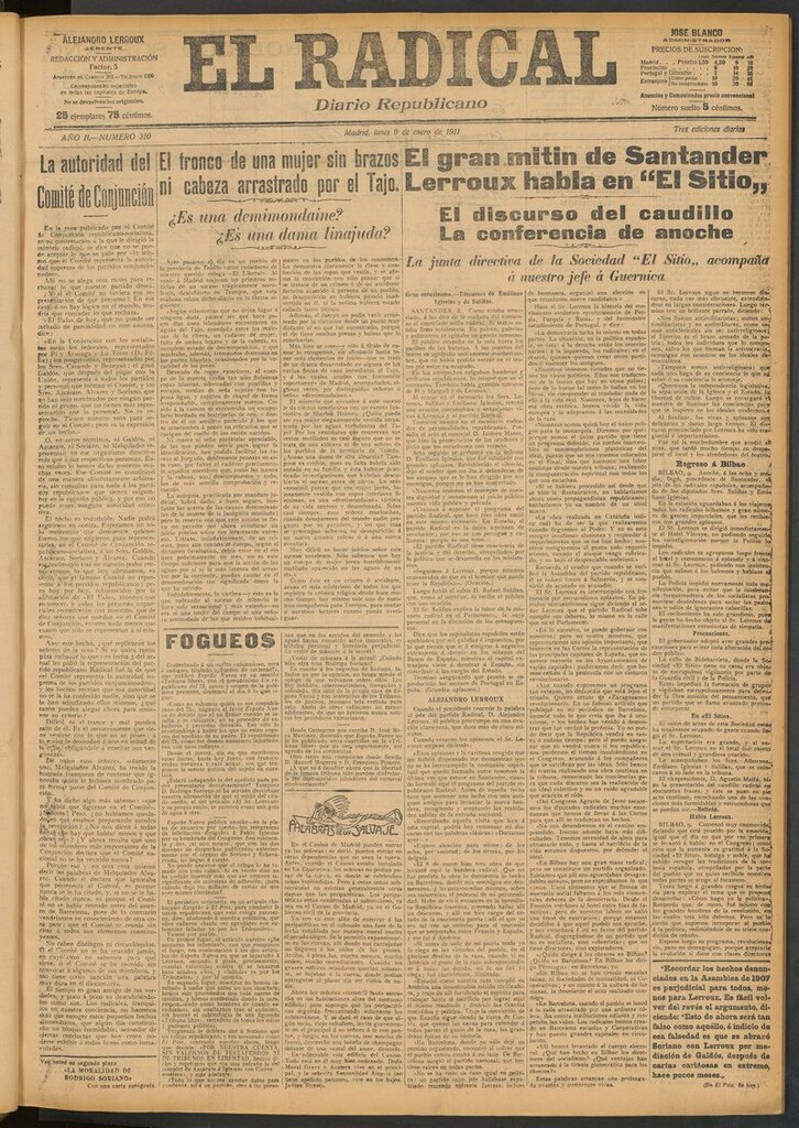 Miniatura de El Radical: diario republicano del 9 de enero de 1911