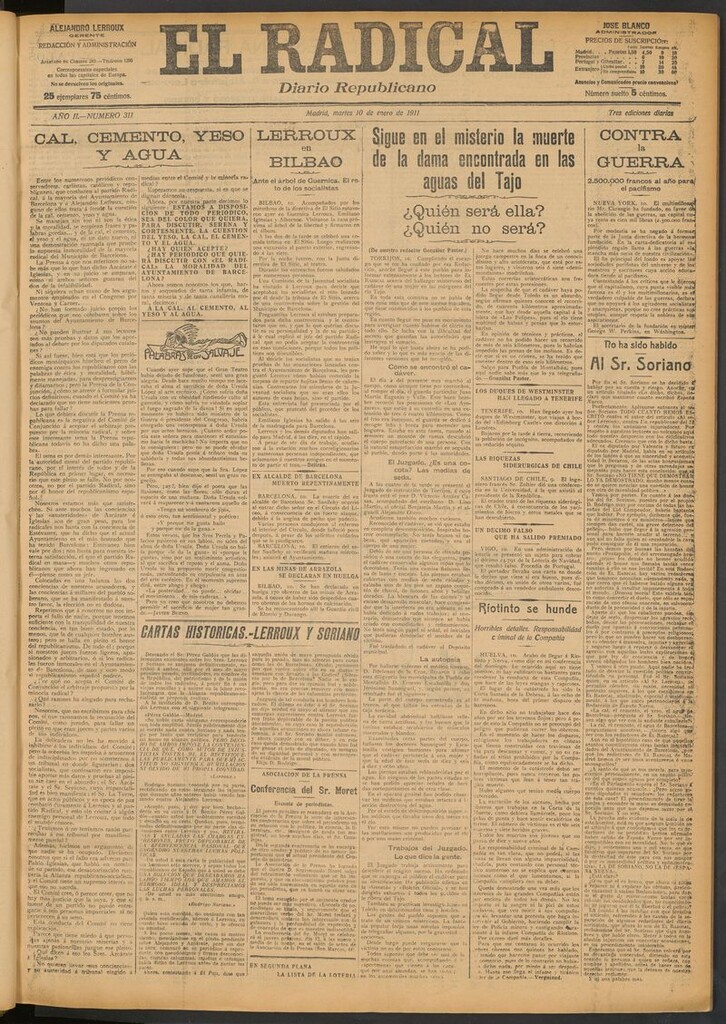 Miniatura de El Radical: diario republicano del 10 de enero de 1911