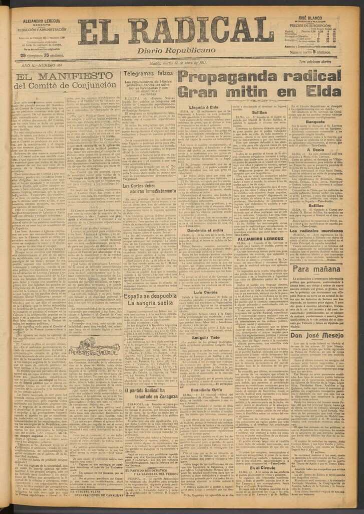 Miniatura de El Radical: diario republicano del 17 de enero de 1911