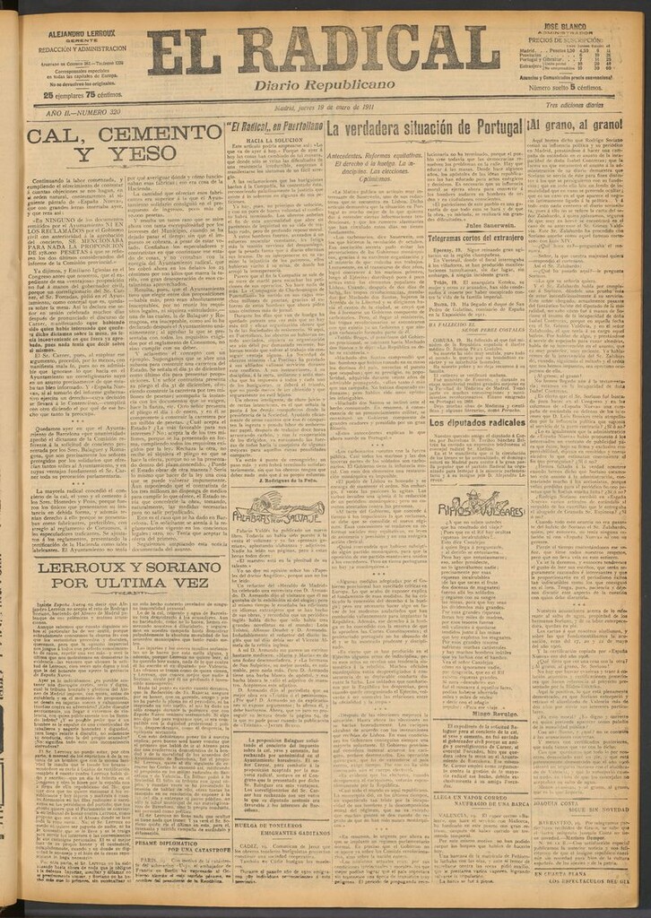 Miniatura de El Radical: diario republicano del 19 de enero de 1911