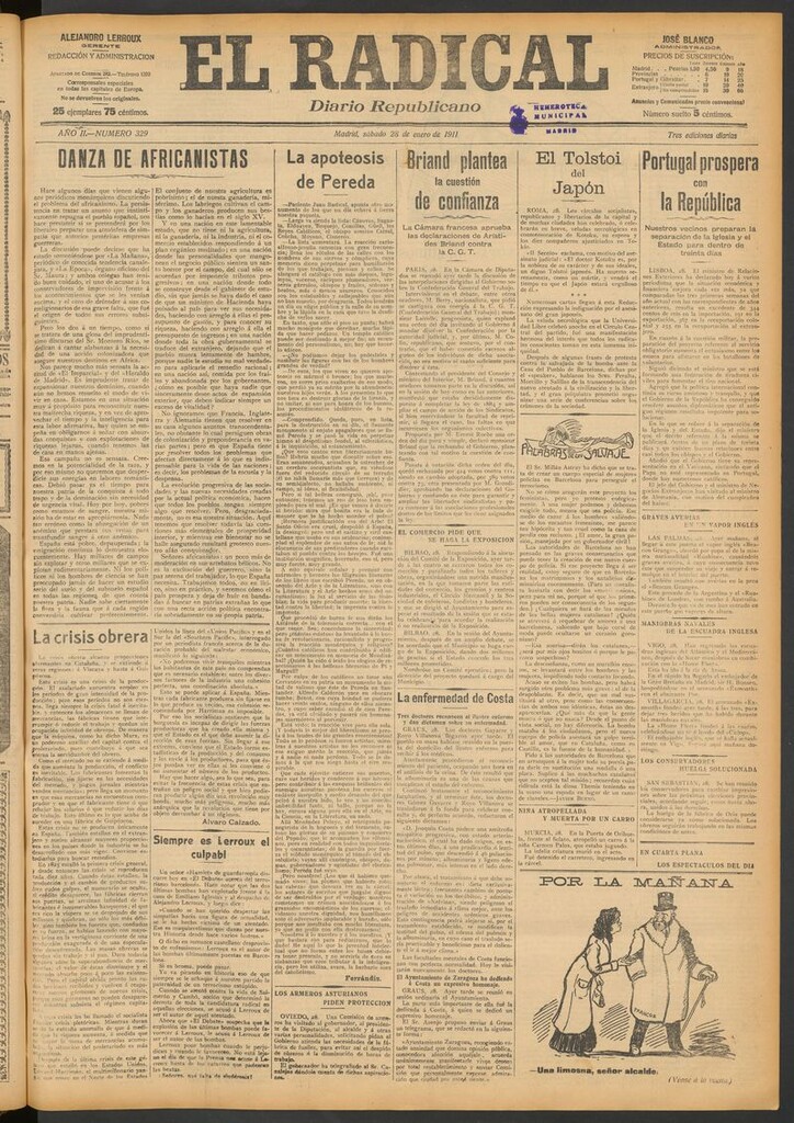 Miniatura de El Radical: diario republicano del 28 de enero de 1911