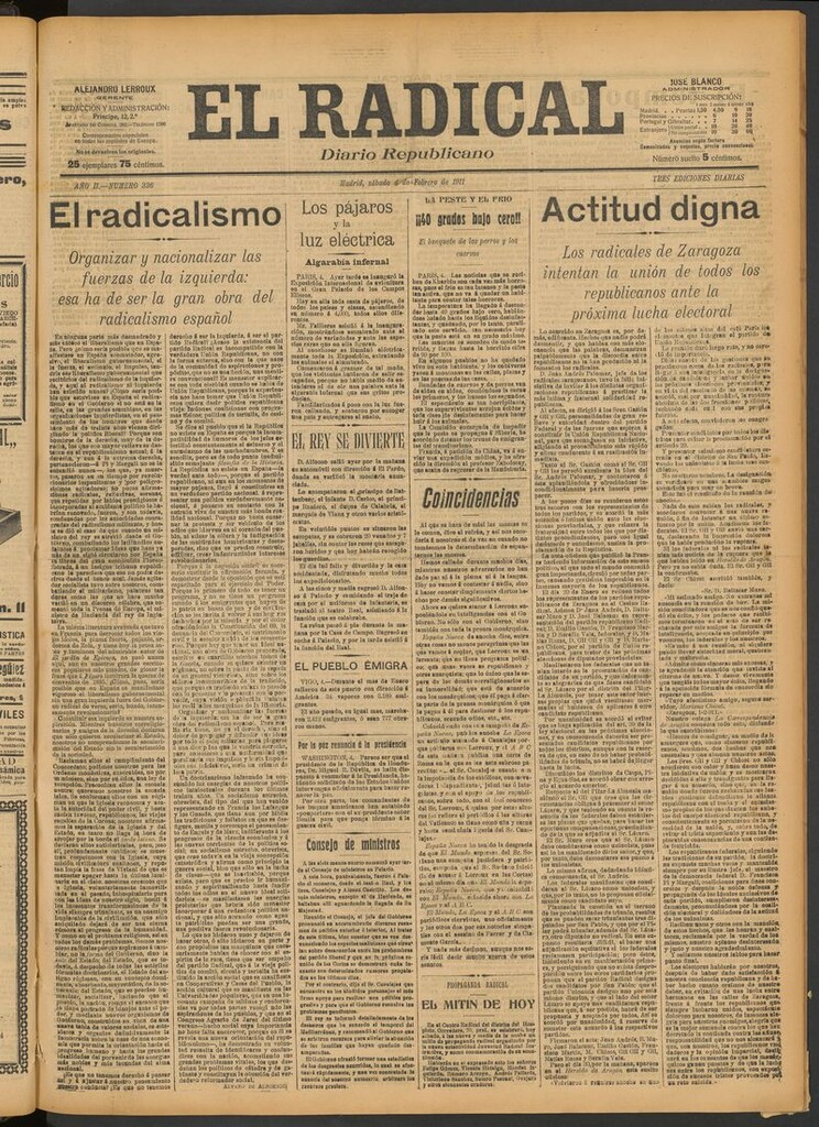 Miniatura de El Radical: diario republicano del 4 de febrero de 1911