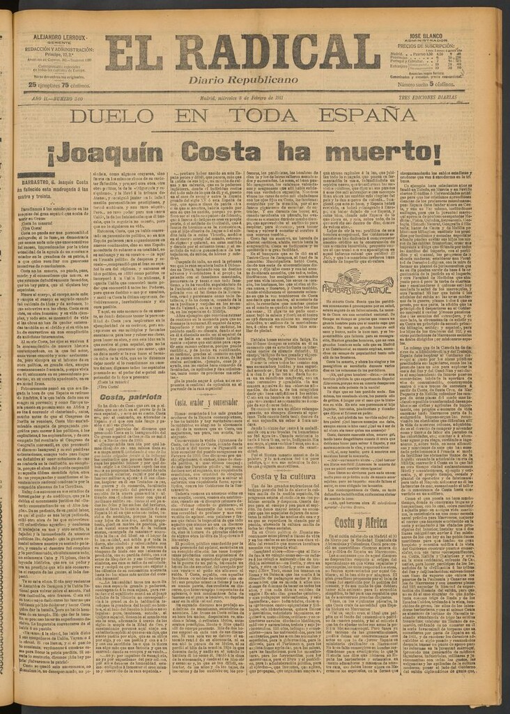 Miniatura de El Radical: diario republicano del 8 de febrero de 1911