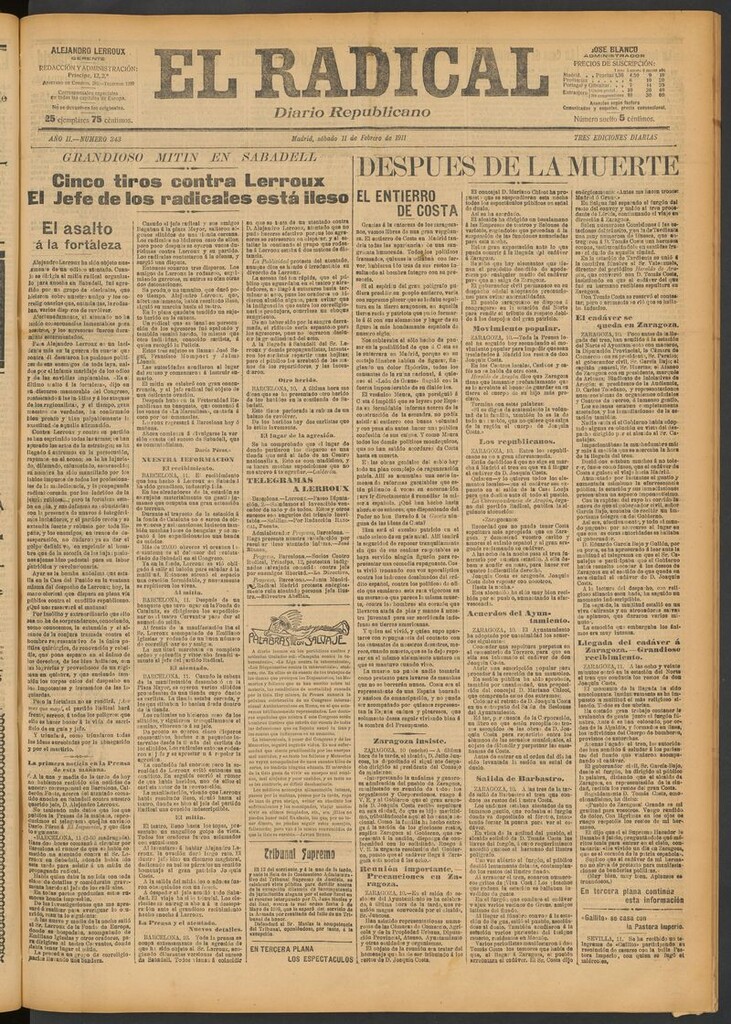 Miniatura de El Radical: diario republicano del 11 de febrero de 1911