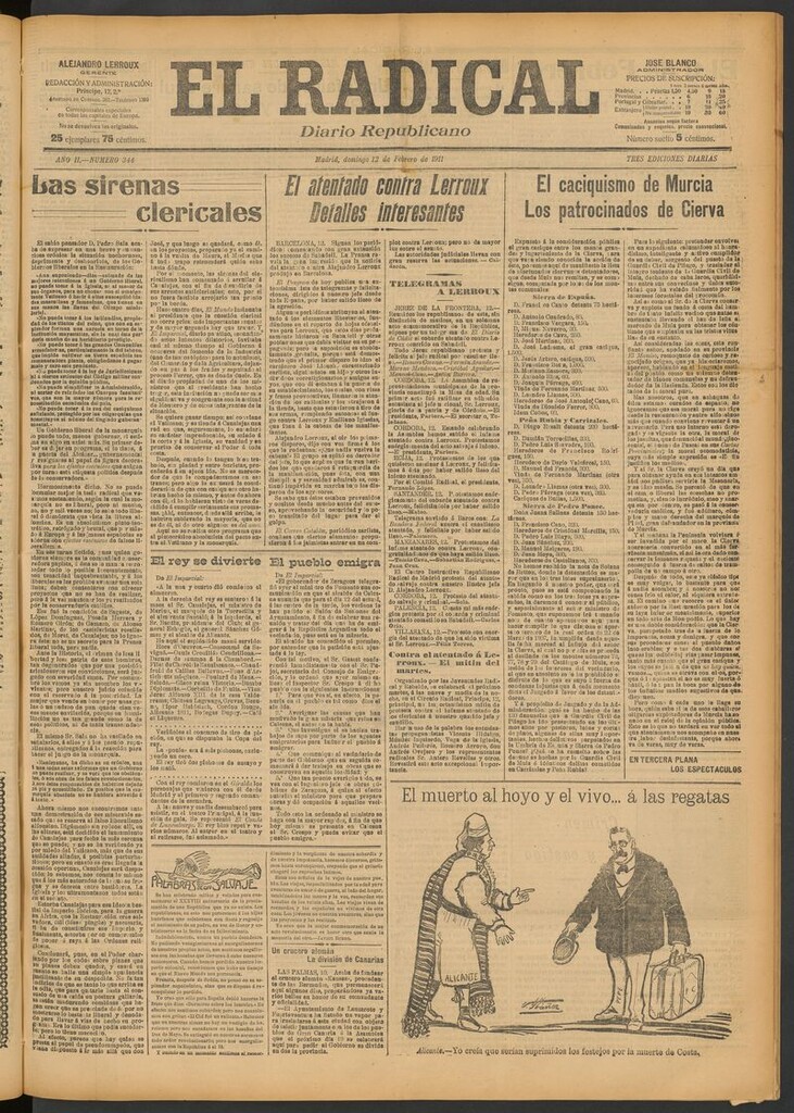 Miniatura de El Radical: diario republicano del 12 de febrero de 1911