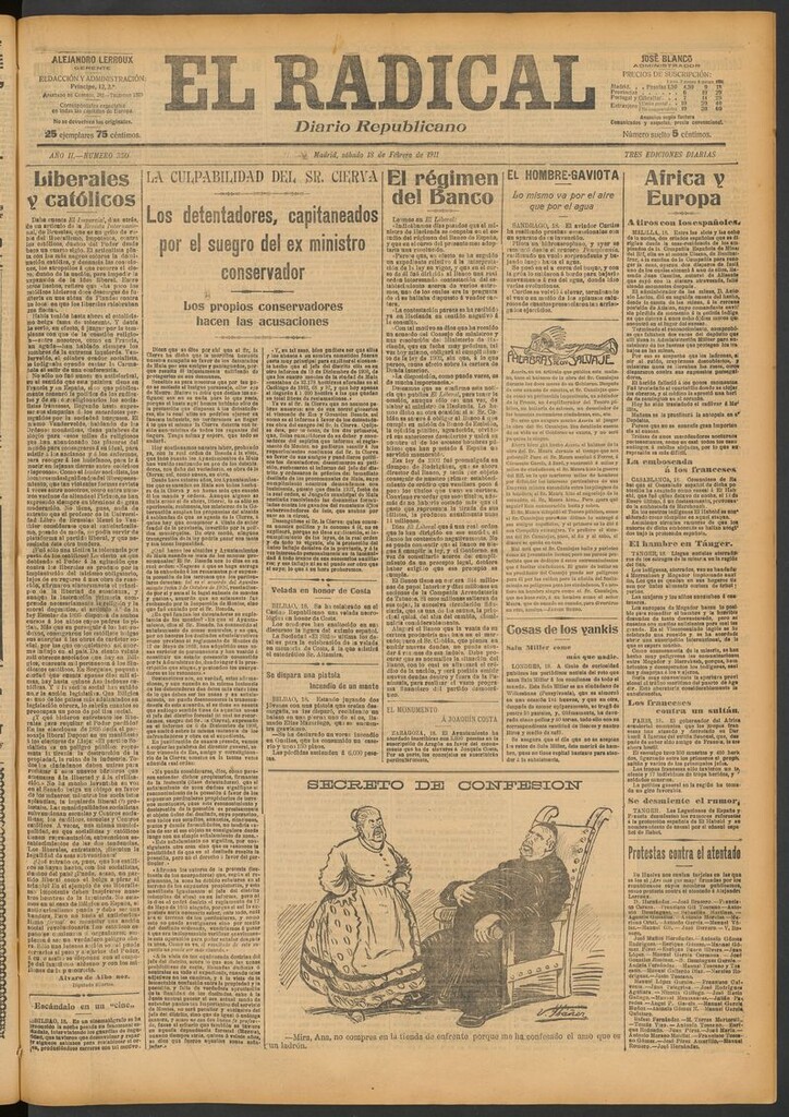 Miniatura de El Radical: diario republicano del 18 de febrero de 1911
