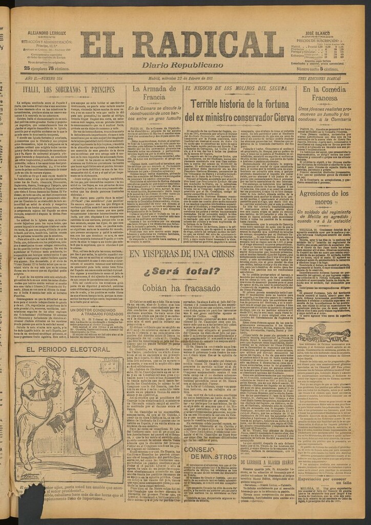 Miniatura de El Radical: diario republicano del 22 de febrero de 1911