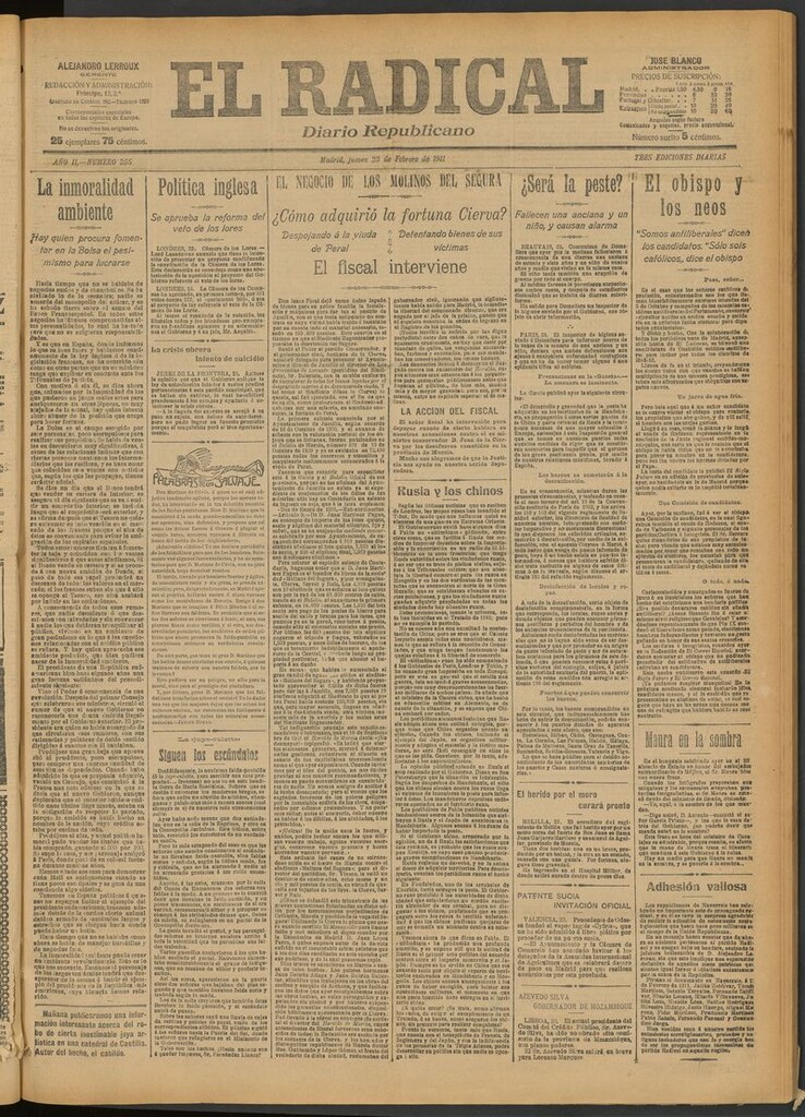 Miniatura de El Radical: diario republicano del 23 de febrero de 1911