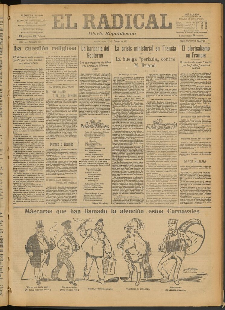 Miniatura de El Radical: diario republicano del 27 de febrero de 1911