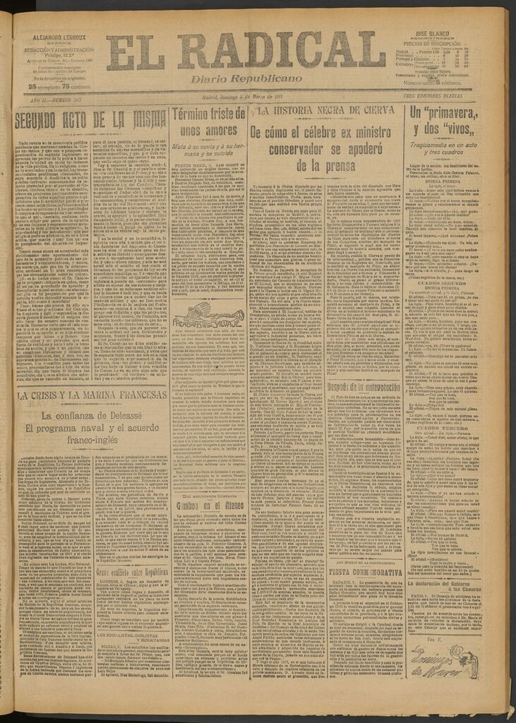 Miniatura de El Radical: diario republicano del 5 de marzo de 1911