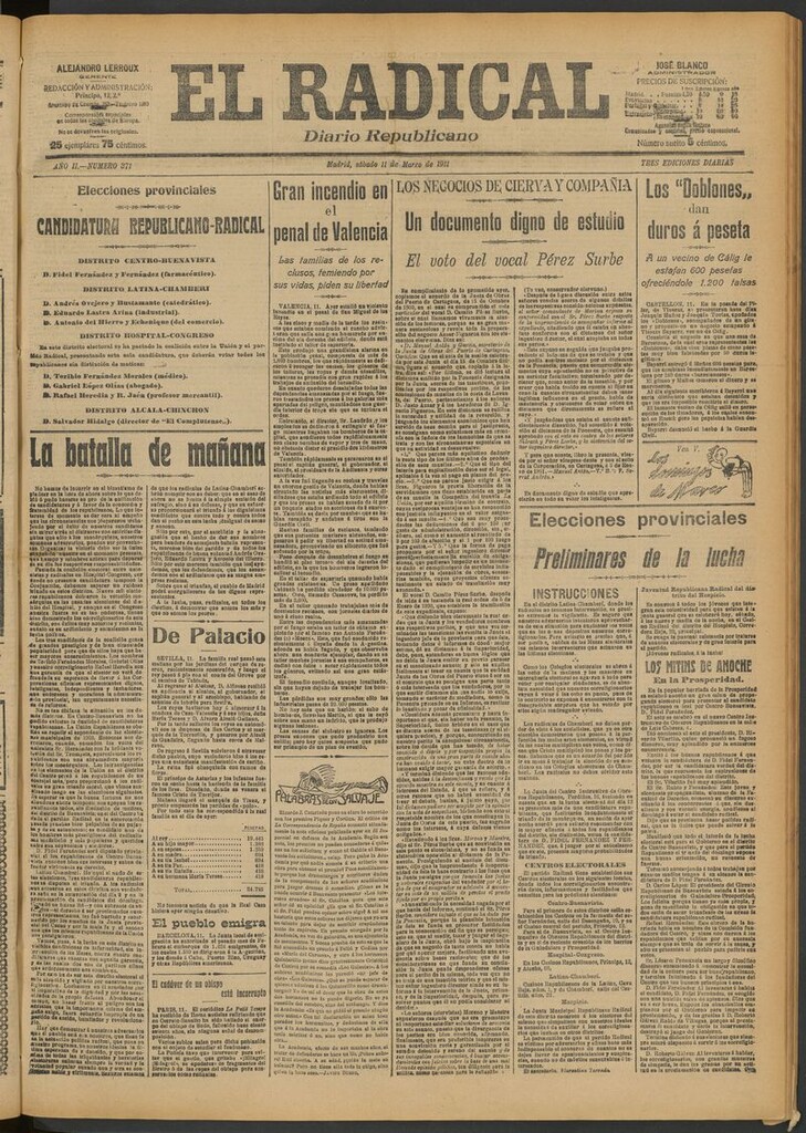 Miniatura de El Radical: diario republicano del 11 de marzo de 1911