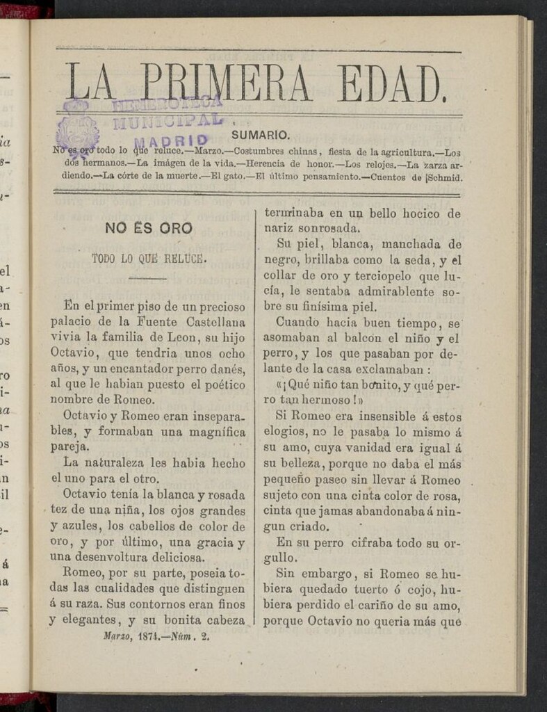 Miniatura de La Primera Edad de marzo de 1874, nº 2